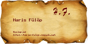 Haris Fülöp névjegykártya